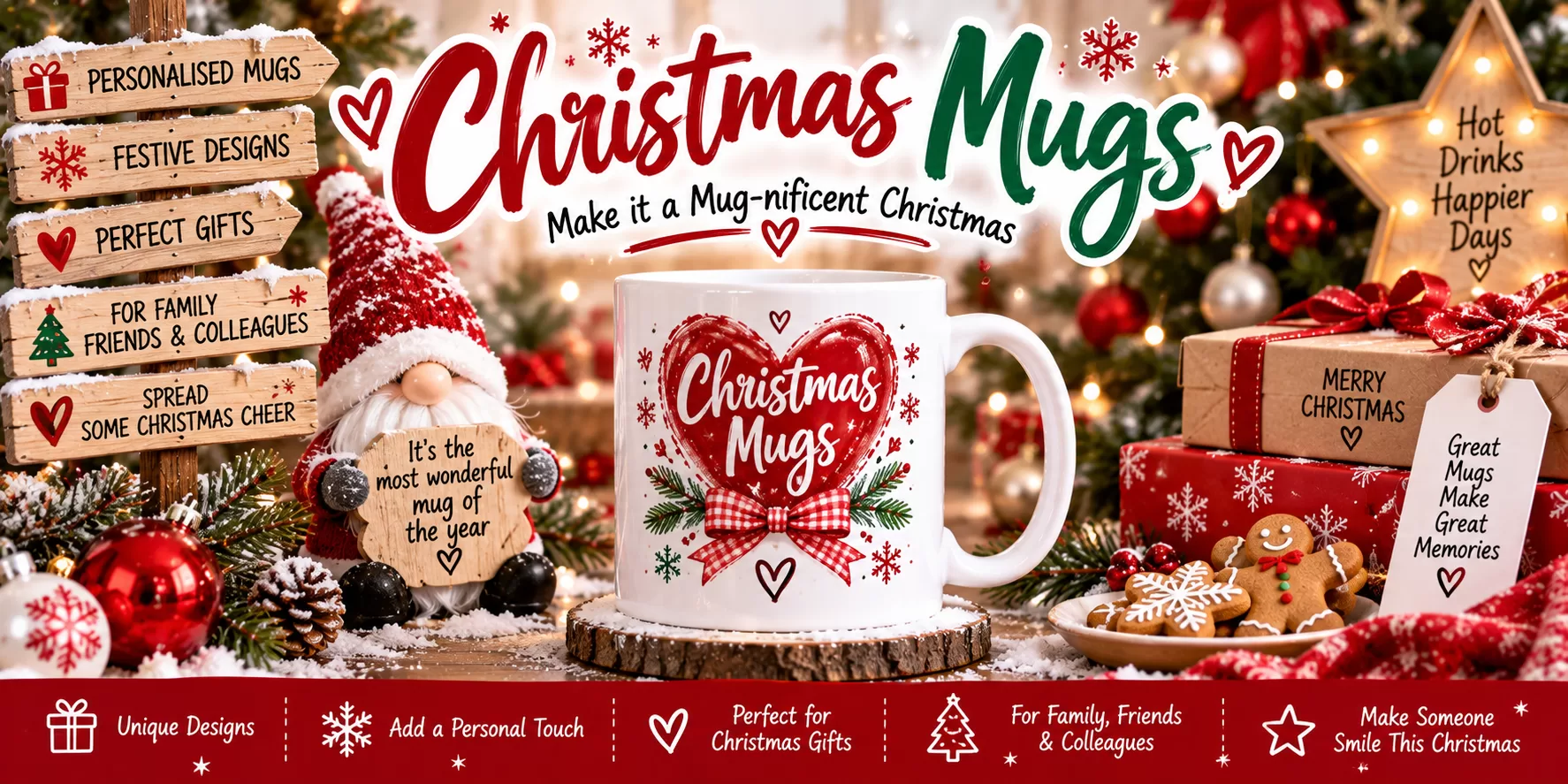 Christmas Mugs collection featuring Have a Moo-y Christmas – Cute Highland Cow 11oz Full Wrap Mug | Festive Christmas Gift