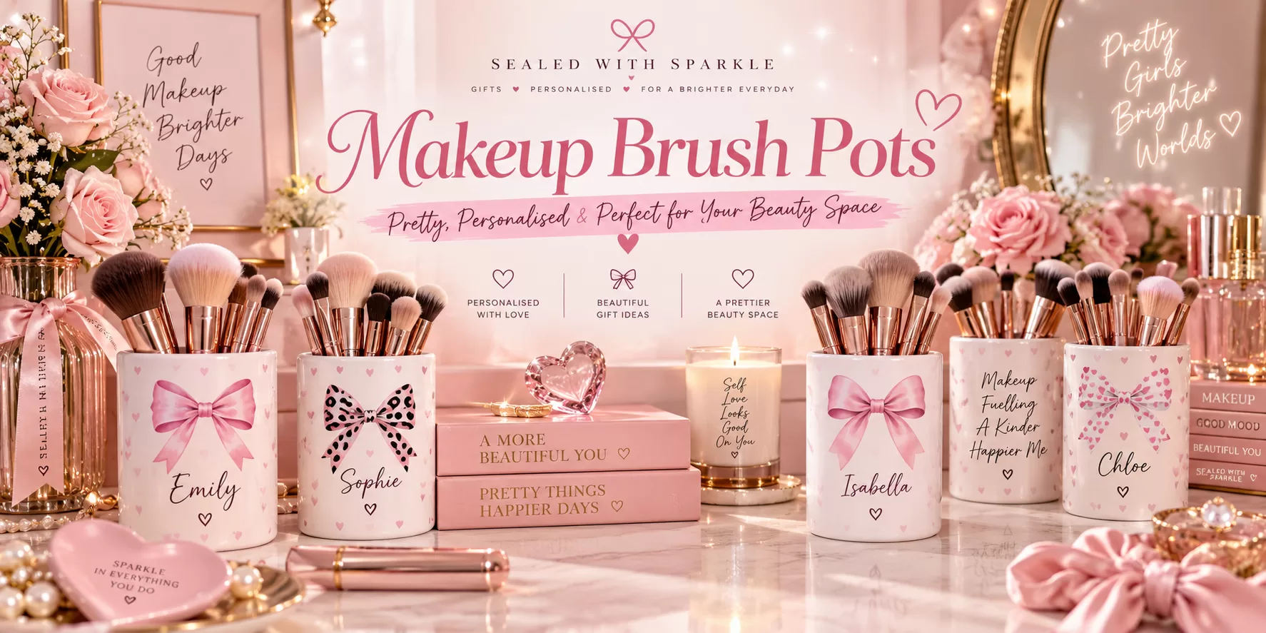 Makeup Brush Pots collection featuring Personalised Fabulash Makeup Brush Pot