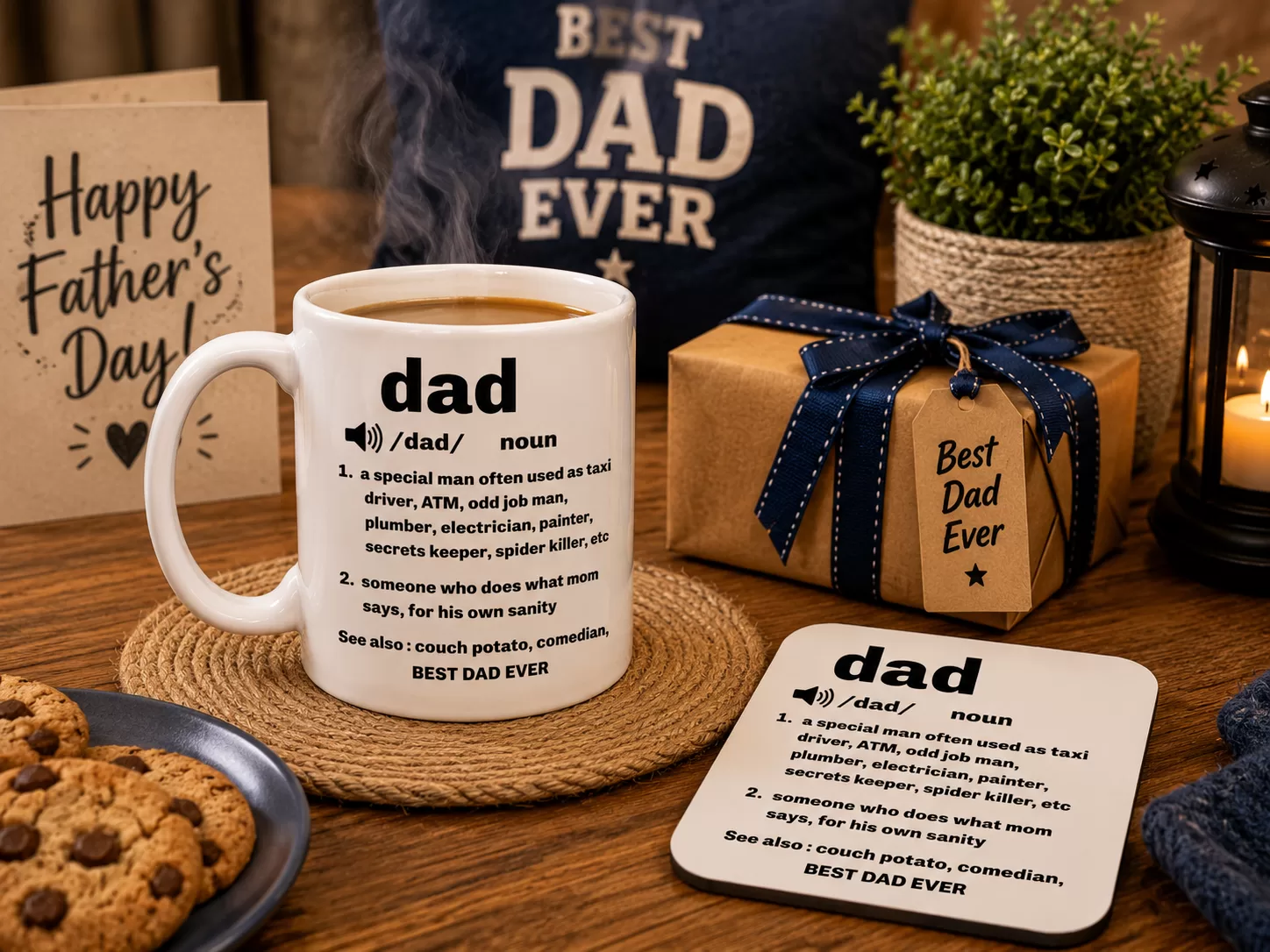 Funny Dad Definition Mug & Matching Coaster Gift Se