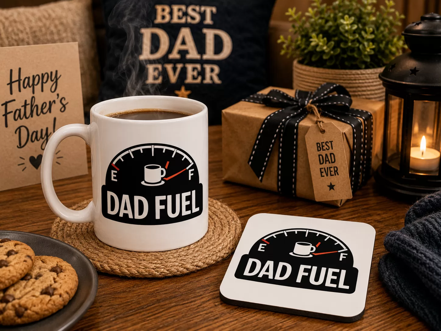 Dad Fuel Mug & Matching Coaster Gift Set