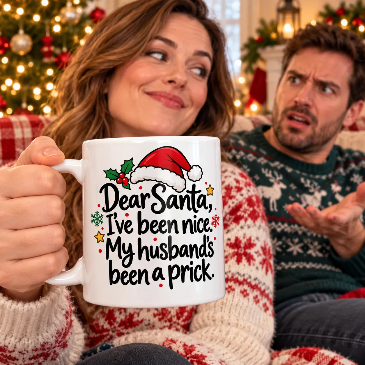 Dear Santa, My Husband’s Been a Prick – Funny Christmas Mug