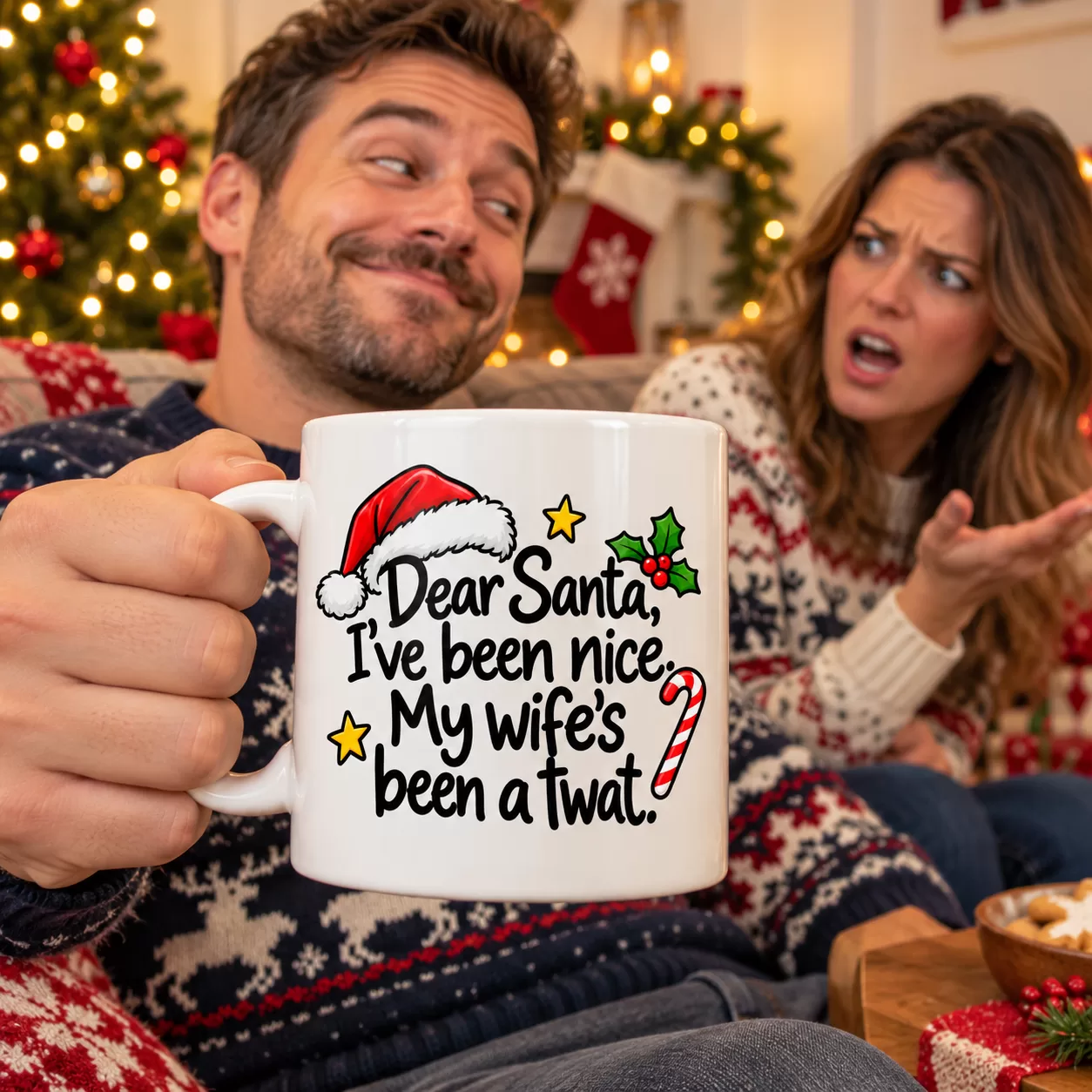 Dear Santa, My Wife’s Been a Twat – Funny Christmas Mug