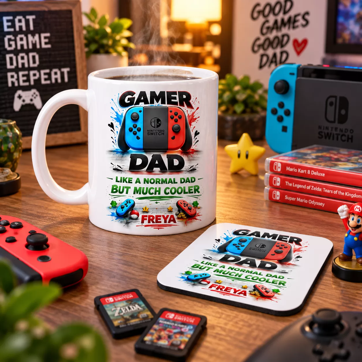 Gamer Dad Personalised Mug - Nintendo Style Design