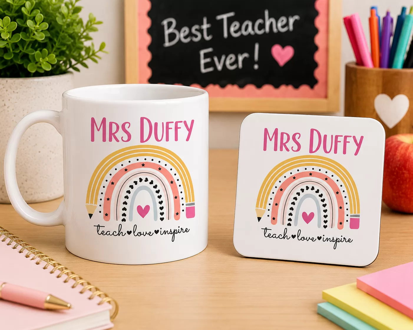 Personalised Teacher Gift - Teach Love Inspire from Sealed With Sparkle, Mugs