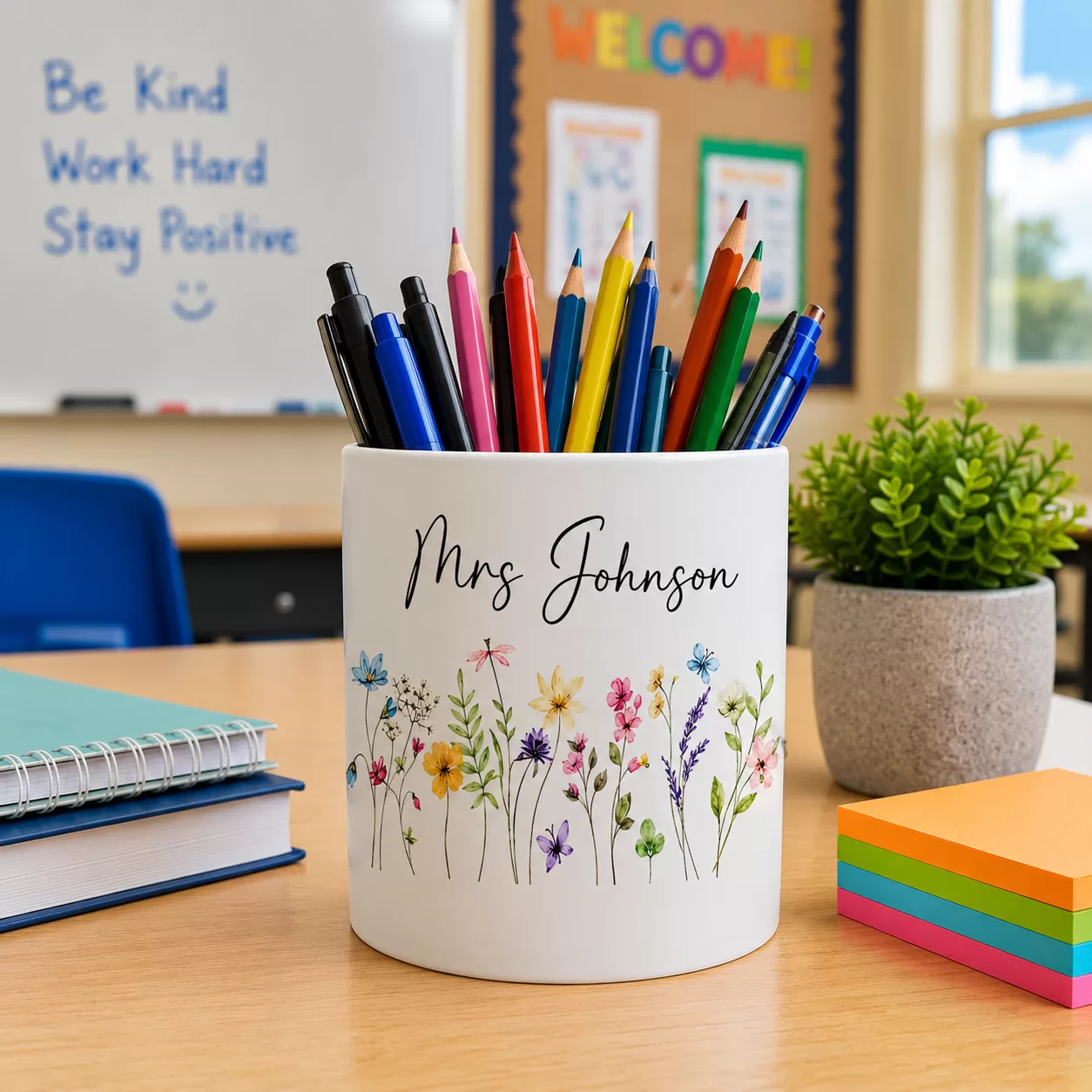Personalised Wildflower Teacher Pencil Pot
