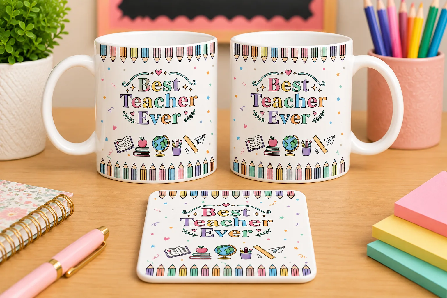 Teacher Gift - Best Teacher Ever Full Wrap Design