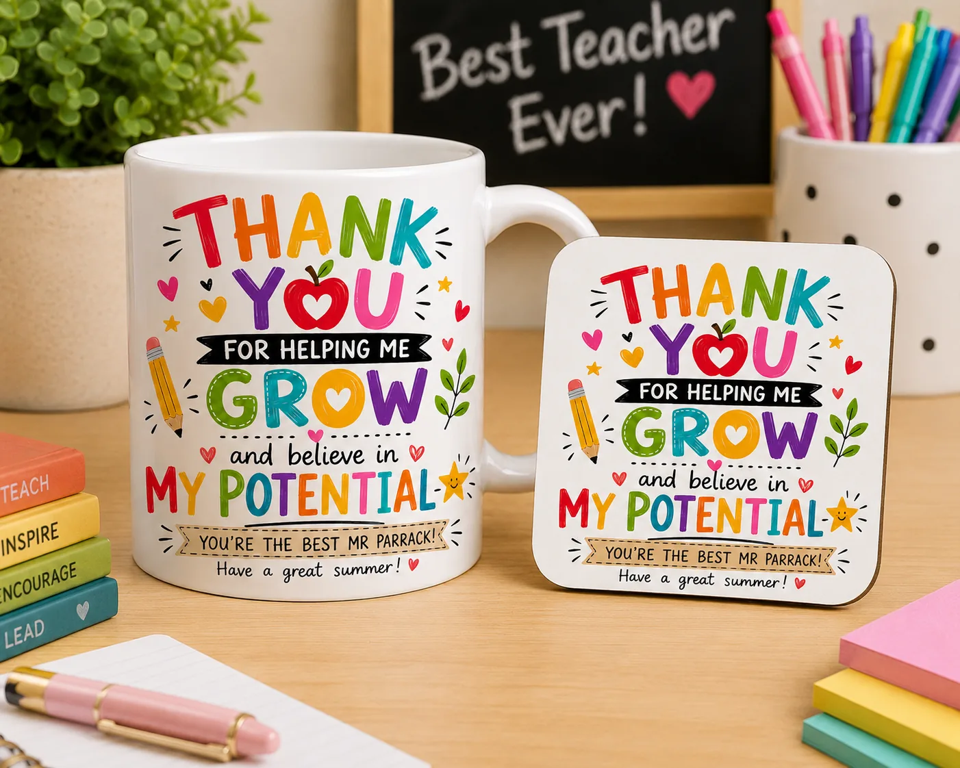 Custom Teacher Gift - Thank you for helping me grow